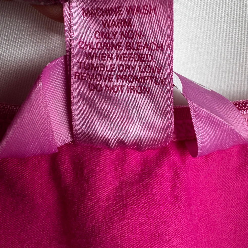 VTG Y2K‎ Victoria's Secret PINK Size Medium Babydoll Hot Pink Cami Top Lace Trim - Picture 6 of 8